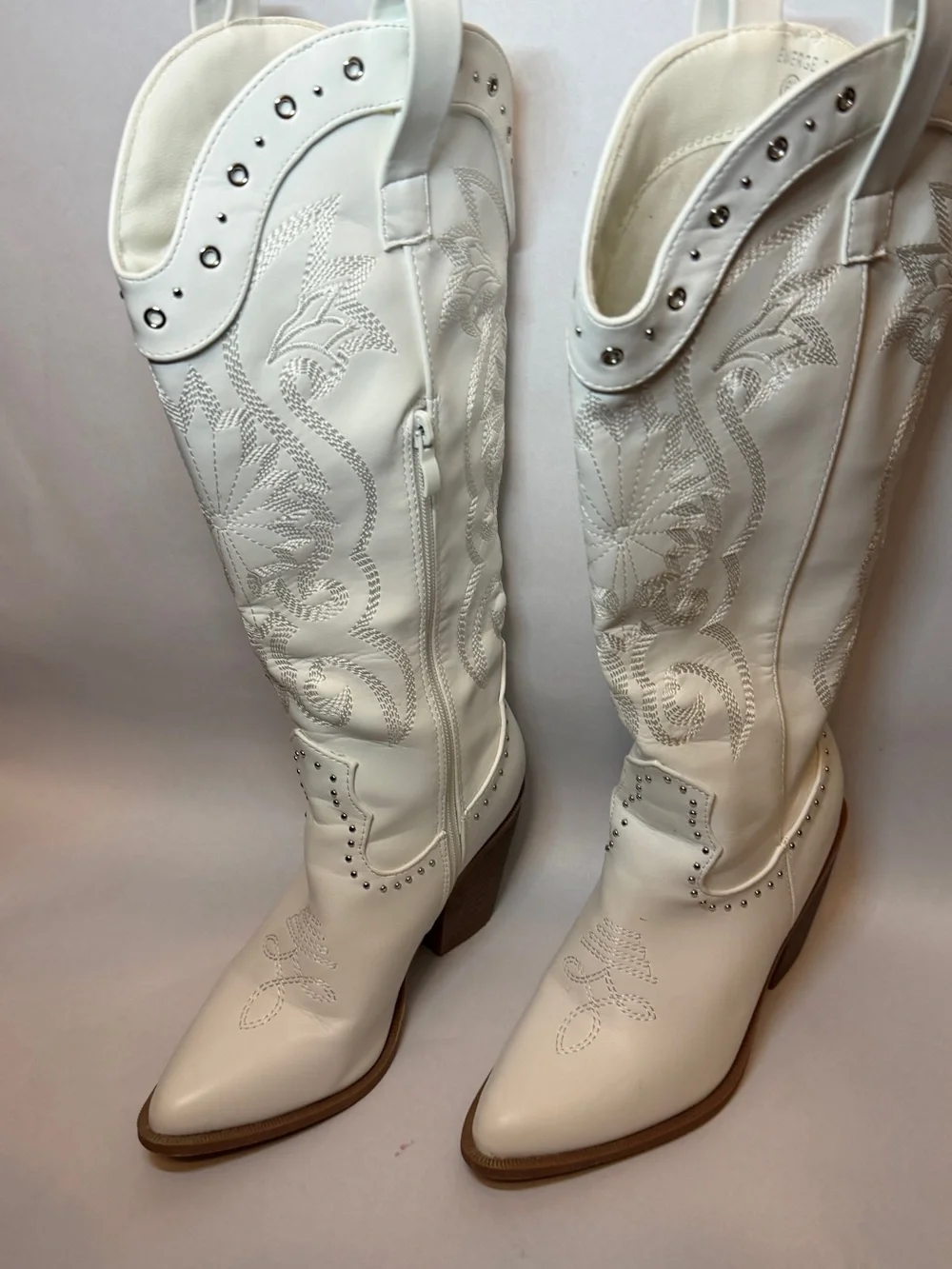 Windsor White Embroidered Over-the-Knee Western Boots